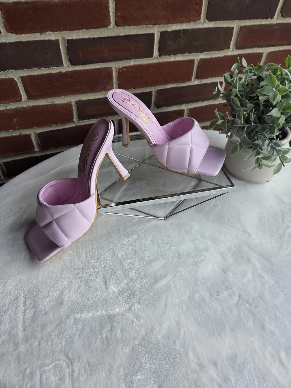 Pink Quilted Mule Heels Size 6.5 💗